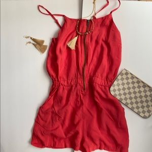 Aviva Spaghetti strap Orange Romper